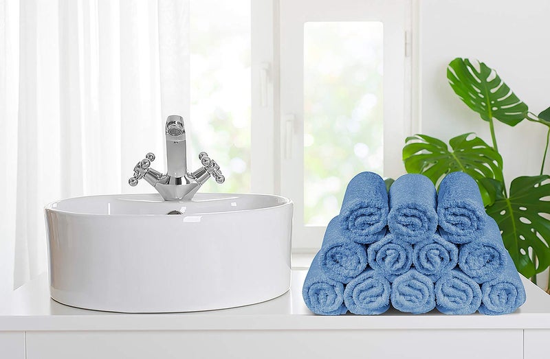 Softolle 100% Cotton Ring Spun Wash Cloths - Bulk Pack of Washcloths - 12x12 Inches - Wash Cloth for Face, Highly Absorbent, Soft and Face Towels (Sky Blue, 24 Pack) - Image 2
